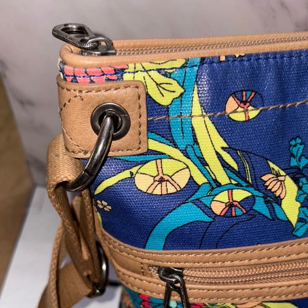 Sakroots Artist Circle Flat Crossbody Navy Spirit Desert Floral Boho - Picture 4 of 14